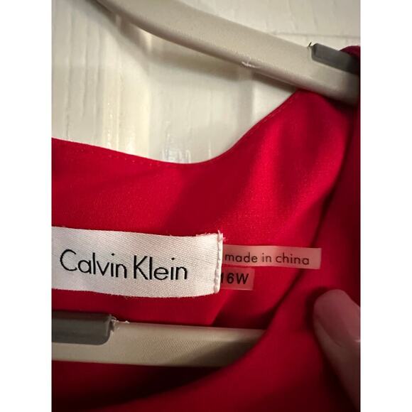 NWT Calvin Klein Red Starburst Ruched Tea Sleeveless Sheath Mini Dress Size 16 - Picture 5 of 13